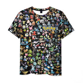 Мужская футболка 3D с принтом Покемоны , 100% полиэфир | прямой крой, круглый вырез горловины, длина до линии бедер | ash ketchum | pokemon | пикачу | покебол | покемон | эш