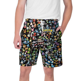 Мужские шорты 3D с принтом Покемоны ,  полиэстер 100% | прямой крой, два кармана без застежек по бокам. Мягкая трикотажная резинка на поясе, внутри которой широкие завязки. Длина чуть выше колен | ash ketchum | pokemon | пикачу | покебол | покемон | эш