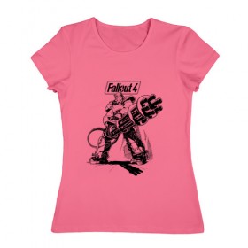 Женская футболка хлопок с принтом Fallout 4 , 100% хлопок | прямой крой, круглый вырез горловины, длина до линии бедер, слегка спущенное плечо | 