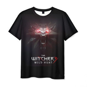 Мужская футболка 3D с принтом THE WITCHER WILD HUNT , 100% полиэфир | прямой крой, круглый вырез горловины, длина до линии бедер | 