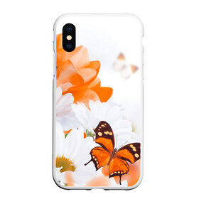 Чехол для iPhone XS Max матовый с принтом Оранж , Силикон | Область печати: задняя сторона чехла, без боковых панелей | бабочки | лепестки | оранжевый | цветочки | цветы
