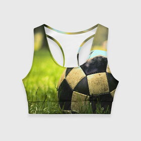 Женский спортивный топ 3D с принтом Футбол , 82% полиэстер, 18% спандекс Ткань безопасна для здоровья, позволяет коже дышать, не мнется и не растягивается |  | стадион | футбольное поле | футбольный мяч