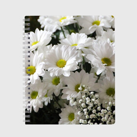 Тетрадь с принтом Белоснежное цветение , 100% бумага | 48 листов, плотность листов — 60 г/м2, плотность картонной обложки — 250 г/м2. Листы скреплены сбоку удобной пружинной спиралью. Уголки страниц и обложки скругленные. Цвет линий — светло-серый
 | ландыши | лепестки | прикольные картинки | ромашки | цветочки | цветы