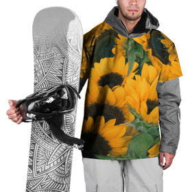 Накидка на куртку 3D с принтом Подсолнухи , 100% полиэстер |  | желтый | зеленый | лето | подсолнухи | цветы | черный