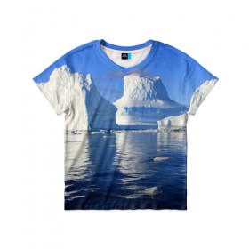 Детская футболка 3D с принтом Айсберг , 100% гипоаллергенный полиэфир | прямой крой, круглый вырез горловины, длина до линии бедер, чуть спущенное плечо, ткань немного тянется | айсберг | антаркида | арктика | вода | лёд | океан | отражение | север | солнце | холод