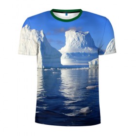 Мужская футболка 3D спортивная с принтом Айсберг , 100% полиэстер с улучшенными характеристиками | приталенный силуэт, круглая горловина, широкие плечи, сужается к линии бедра | Тематика изображения на принте: айсберг | антаркида | арктика | вода | лёд | океан | отражение | север | солнце | холод
