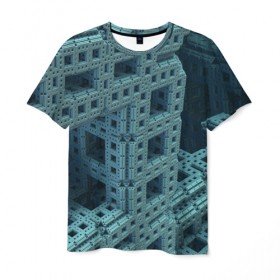 Мужская футболка 3D с принтом Фрактал , 100% полиэфир | прямой крой, круглый вырез горловины, длина до линии бедер | 