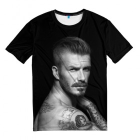 Мужская футболка 3D с принтом Дэвид Бекхэм , 100% полиэфир | прямой крой, круглый вырез горловины, длина до линии бедер | beckham | футбол