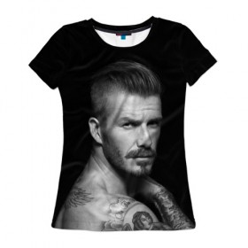 Женская футболка 3D с принтом Дэвид Бекхэм , 100% полиэфир ( синтетическое хлопкоподобное полотно) | прямой крой, круглый вырез горловины, длина до линии бедер | beckham | футбол
