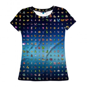 Женская футболка 3D с принтом Покемон , 100% полиэфир ( синтетическое хлопкоподобное полотно) | прямой крой, круглый вырез горловины, длина до линии бедер | pokemon | pokemon go | покемон | покемон го