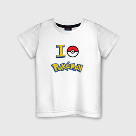 Детская футболка хлопок с принтом Покемон I love pokemon , 100% хлопок | круглый вырез горловины, полуприлегающий силуэт, длина до линии бедер | pokemon | pokemon go | покемон | покемон го