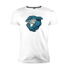 Мужская футболка премиум с принтом Shark , 92% хлопок, 8% лайкра | приталенный силуэт, круглый вырез ворота, длина до линии бедра, короткий рукав | акула | боксер | борец | качок