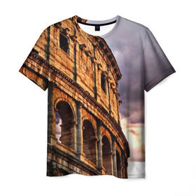 Мужская футболка 3D с принтом Колизей , 100% полиэфир | прямой крой, круглый вырез горловины, длина до линии бедер | архитектура | италия | колизей | отпуск | путешествие | развалины | туризм | турист