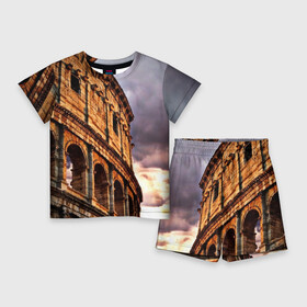 Детский костюм с шортами 3D с принтом Колизей ,  |  | архитектура | италия | колизей | отпуск | путешествие | развалины | туризм | турист