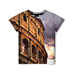 Детская футболка 3D с принтом Колизей , 100% гипоаллергенный полиэфир | прямой крой, круглый вырез горловины, длина до линии бедер, чуть спущенное плечо, ткань немного тянется | архитектура | италия | колизей | отпуск | путешествие | развалины | туризм | турист