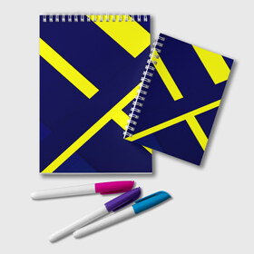 Блокнот с принтом Аirfoil , 100% бумага | 48 листов, плотность листов — 60 г/м2, плотность картонной обложки — 250 г/м2. Листы скреплены удобной пружинной спиралью. Цвет линий — светло-серый
 | Тематика изображения на принте: геометрия | желтый | линии | темно синий