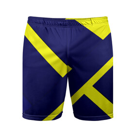 Мужские шорты 3D спортивные с принтом Аirfoil ,  |  | геометрия | желтый | линии | темно синий