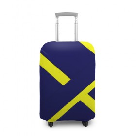 Чехол для чемодана 3D с принтом Аirfoil , 86% полиэфир, 14% спандекс | двустороннее нанесение принта, прорези для ручек и колес | геометрия | желтый | линии | темно синий