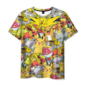 Мужская футболка 3D с принтом Pokemon 5 , 100% полиэфир | прямой крой, круглый вырез горловины, длина до линии бедер | go | pokemon | pokemons | го | гоу | зщлуьщт пщ | покемон | покемоны