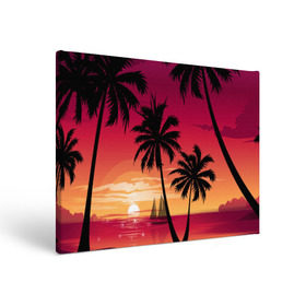 Холст прямоугольный с принтом Пальмы , 100% ПВХ |  | Тематика изображения на принте: лето | море | пальмы