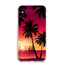 Чехол для iPhone XS Max матовый с принтом Пальмы , Силикон | Область печати: задняя сторона чехла, без боковых панелей | лето | море | пальмы