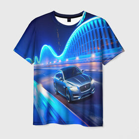 Мужская футболка 3D с принтом Jaguar , 100% полиэфир | прямой крой, круглый вырез горловины, длина до линии бедер | jaguar | авто | автомобиль | скорость