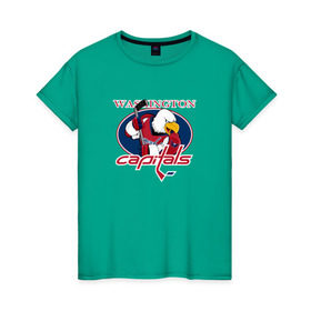 Женская футболка хлопок с принтом Washington Capitals Hockey , 100% хлопок | прямой крой, круглый вырез горловины, длина до линии бедер, слегка спущенное плечо | nhl | washington capitals | спорт | хоккей