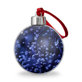 Ёлочный шар с принтом Ночные цветы , Пластик | Диаметр: 77 мм | лепестки | ночь | прикольные картинки | синий | цветочки | цветы