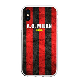 Чехол для iPhone XS Max матовый с принтом A C Milan , Силикон | Область печати: задняя сторона чехла, без боковых панелей | болельщик | италия | клуб | милан | фанат | футбол | футболист