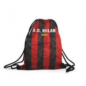 Рюкзак-мешок 3D с принтом A.C. Milan , 100% полиэстер | плотность ткани — 200 г/м2, размер — 35 х 45 см; лямки — толстые шнурки, застежка на шнуровке, без карманов и подкладки | болельщик | италия | клуб | милан | фанат | футбол | футболист
