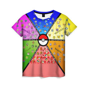 Женская футболка 3D с принтом Собери их всех! , 100% полиэфир ( синтетическое хлопкоподобное полотно) | прямой крой, круглый вырез горловины, длина до линии бедер | pokemon go