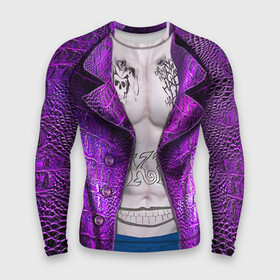 Мужской рашгард 3D с принтом Фиолетовый костюм Джокера ,  |  | batman | jocer | jocker | joker | бэтмэн | джокер
