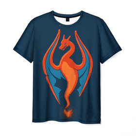 Мужская футболка 3D с принтом Fire , 100% полиэфир | прямой крой, круглый вырез горловины, длина до линии бедер | bulbasaur | pikachu | pokemon | squirtle | бальбазар | пикачу | покемон | сквиртл