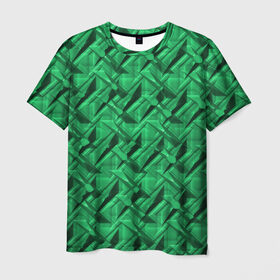 Мужская футболка 3D с принтом Металл с тиснением зеленый , 100% полиэфир | прямой крой, круглый вырез горловины, длина до линии бедер | 