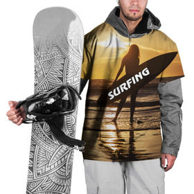 Накидка на куртку 3D с принтом Surfing , 100% полиэстер |  | волна | девушка | море | прикольные картинки | сёрфинг | солнце | спорт | экстрим