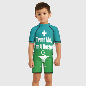 Детский купальный костюм 3D с принтом Верь мне , Полиэстер 85%, Спандекс 15% | застежка на молнии на спине | врач | доктор | я доктор