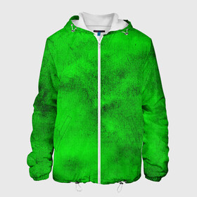 Мужская куртка 3D с принтом Green , ткань верха — 100% полиэстер, подклад — флис | прямой крой, подол и капюшон оформлены резинкой с фиксаторами, два кармана без застежек по бокам, один большой потайной карман на груди. Карман на груди застегивается на липучку | зеленый | потертость