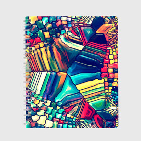 Тетрадь с принтом Block mosaic , 100% бумага | 48 листов, плотность листов — 60 г/м2, плотность картонной обложки — 250 г/м2. Листы скреплены сбоку удобной пружинной спиралью. Уголки страниц и обложки скругленные. Цвет линий — светло-серый
 | мозаика | новый | разноцветный