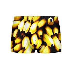 Мужские трусы 3D с принтом Бананы , 50% хлопок, 50% полиэстер | классическая посадка, на поясе мягкая тканевая резинка | Тематика изображения на принте: еда | желтый | фрукты