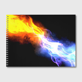 Альбом для рисования с принтом Brisk Fire , 100% бумага
 | матовая бумага, плотность 200 мг. | Тематика изображения на принте: дым | желтый | огонь | синий