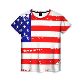 Женская футболка 3D с принтом Америка , 100% полиэфир ( синтетическое хлопкоподобное полотно) | прямой крой, круглый вырез горловины, длина до линии бедер | grunge | америка | сша | флаг
