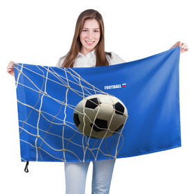 Флаг 3D с принтом Футбол , 100% полиэстер | плотность ткани — 95 г/м2, размер — 67 х 109 см. Принт наносится с одной стороны | ball | flag | gate | goal | net | russia | sky | soccer | ворота | гол | мяч | небо | россия | сетка | триколор | футбол | футбольный мяч