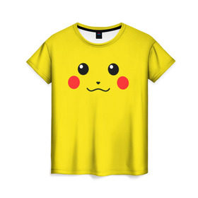 Женская футболка 3D с принтом Happy Pikachu , 100% полиэфир ( синтетическое хлопкоподобное полотно) | прямой крой, круглый вырез горловины, длина до линии бедер | Тематика изображения на принте: 