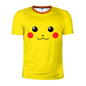 Мужская футболка 3D спортивная с принтом Happy Pikachu , 100% полиэстер с улучшенными характеристиками | приталенный силуэт, круглая горловина, широкие плечи, сужается к линии бедра | 