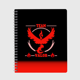 Тетрадь с принтом Team Valor , 100% бумага | 48 листов, плотность листов — 60 г/м2, плотность картонной обложки — 250 г/м2. Листы скреплены сбоку удобной пружинной спиралью. Уголки страниц и обложки скругленные. Цвет линий — светло-серый
 | go | pokemon | team | valor | покемон