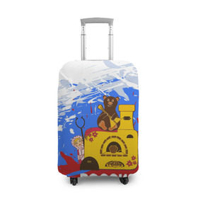 Чехол для чемодана 3D с принтом Россия. Медведь. Балалайка , 86% полиэфир, 14% спандекс | двустороннее нанесение принта, прорези для ручек и колес | матрешка | печька | россия. медведь. балалайка