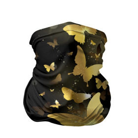 Бандана-труба 3D с принтом Золотые бабочки , 100% полиэстер, ткань с особыми свойствами — Activecool | плотность 150‒180 г/м2; хорошо тянется, но сохраняет форму | Тематика изображения на принте: бабочки | девушкам | злато | золото