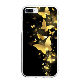 Чехол для iPhone 7Plus/8 Plus матовый с принтом Золотые бабочки , Силикон | Область печати: задняя сторона чехла, без боковых панелей | Тематика изображения на принте: бабочки | девушкам | злато | золото