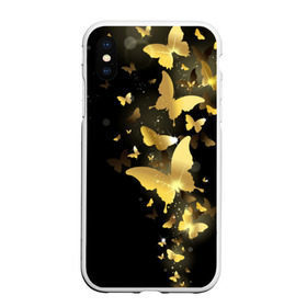 Чехол для iPhone XS Max матовый с принтом Золотые бабочки , Силикон | Область печати: задняя сторона чехла, без боковых панелей | бабочки | девушкам | злато | золото