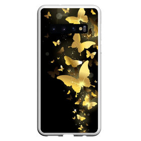 Чехол для Samsung Galaxy S10 с принтом Золотые бабочки , Силикон | Область печати: задняя сторона чехла, без боковых панелей | Тематика изображения на принте: бабочки | девушкам | злато | золото
